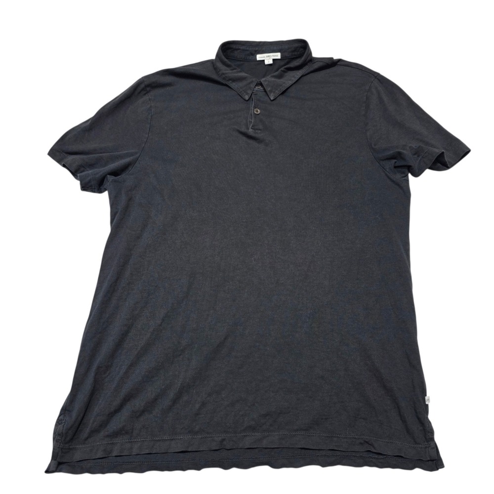James Perse Polo Shirt Mens L Black Supima Cotton Short Sleeve MSX3337 USA